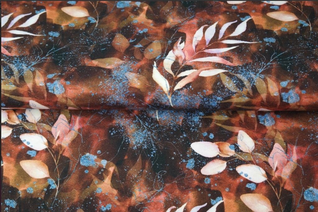 Tricot colsjaal  (bruin | bladeren)