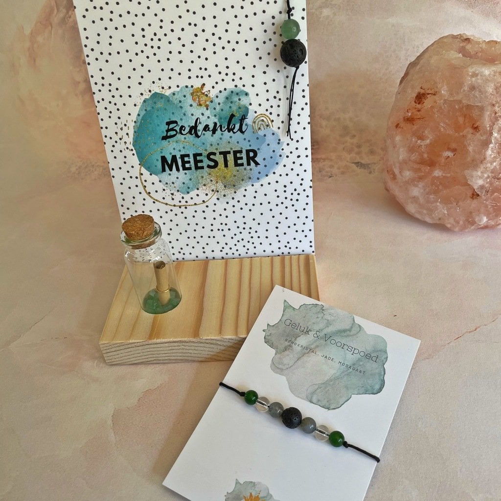 Bedankt Meester + Armband Geluk&Voorspoed