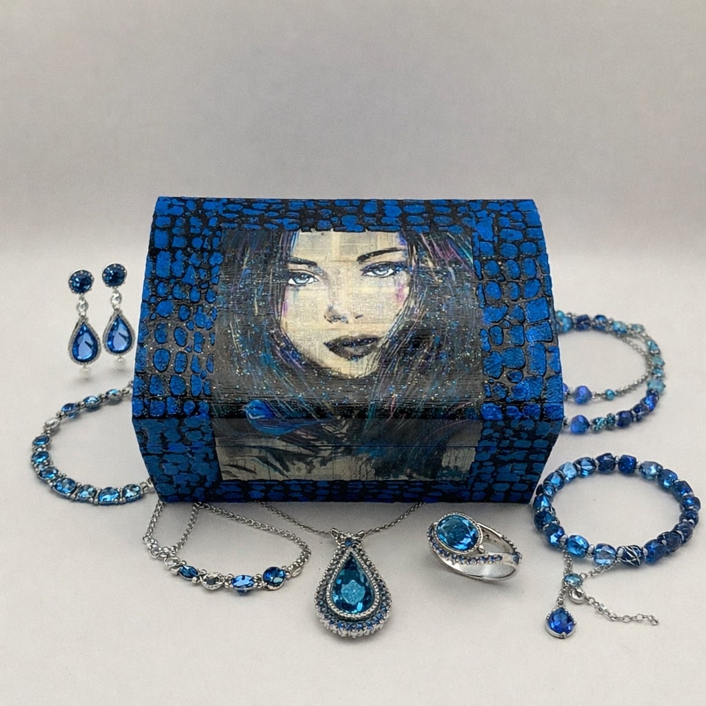 Handgedecoreerde bamboe sieradendoos ‘Fly With Me’ - 115472 Handgedecoreerde bamboe sieradendoos ‘Fly With Me’