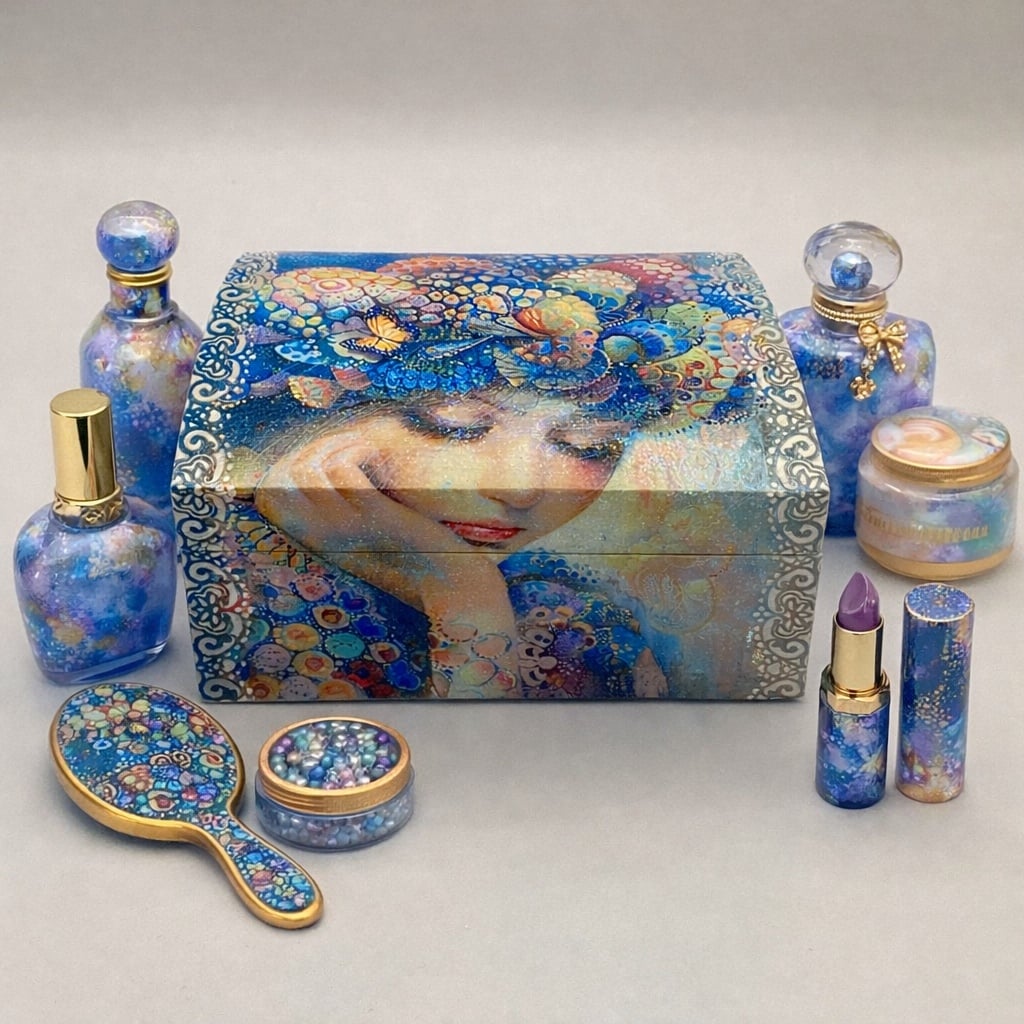 Handgedecoreerde bamboe sieradendoos ‘Rainbow’