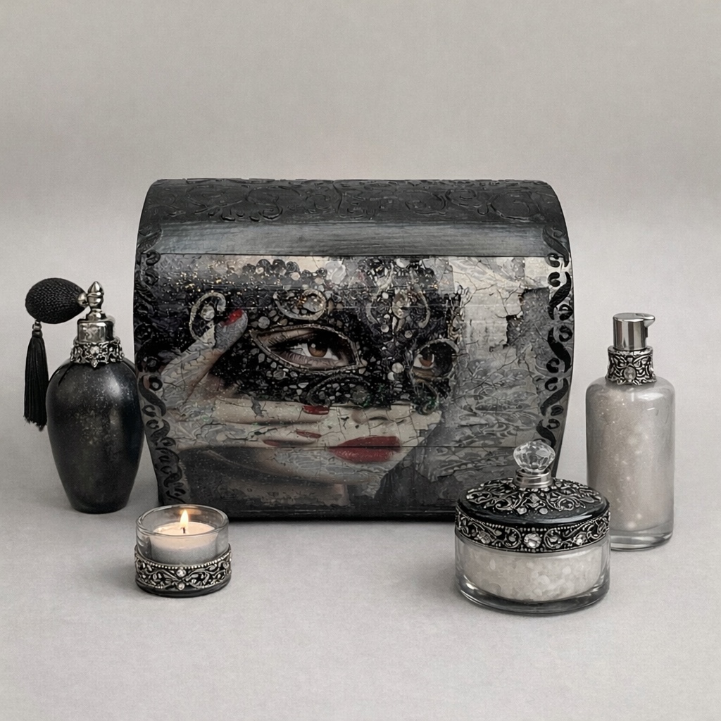 Handgedecoreerde houten sieradendoos ‘A Night in Venice’ - 115455 Handgedecoreerde houten sieradendoos ‘A Night in Venice’