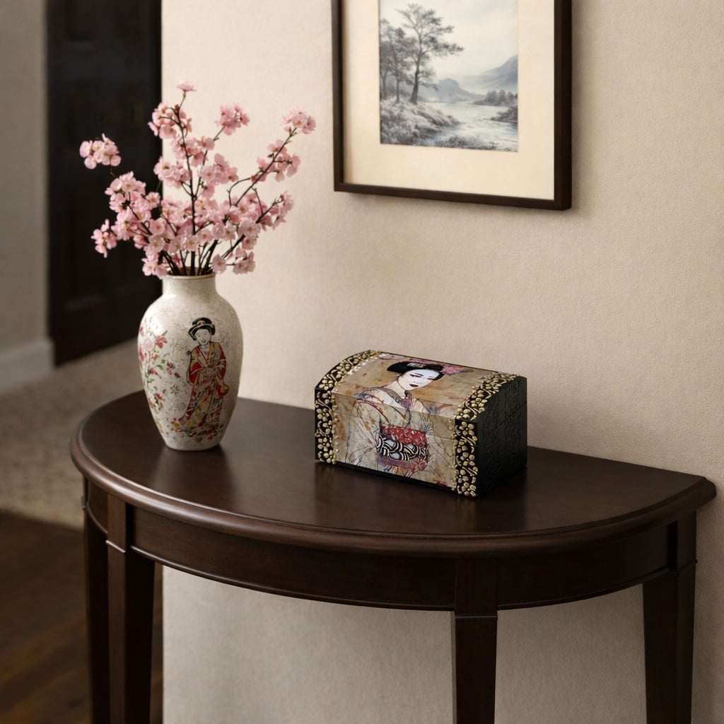 Handgedecoreerde houten sieradendoos ‘Maiko’