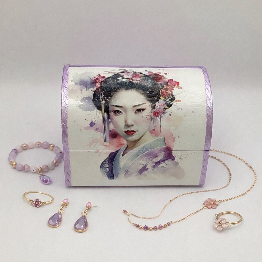 Handgedecoreerde houten sieradendoos ‘Whispers of Elegance’