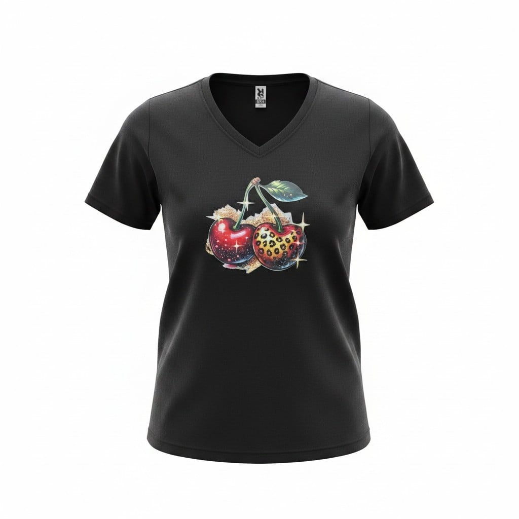 Dames  shirt zwart-  kersen  – Everyday Comfort Edition
