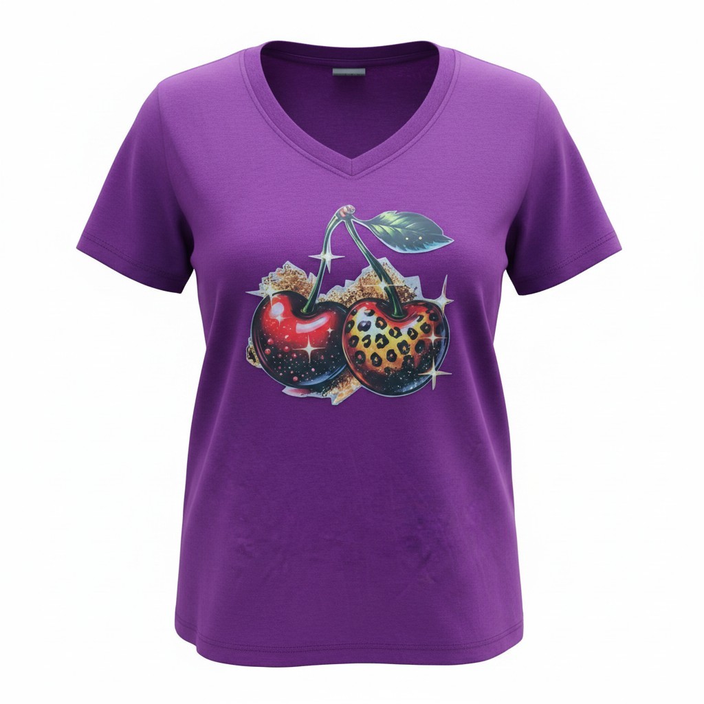 Dames t shirt Soft purple kersen  – Everyday Comfort Edition