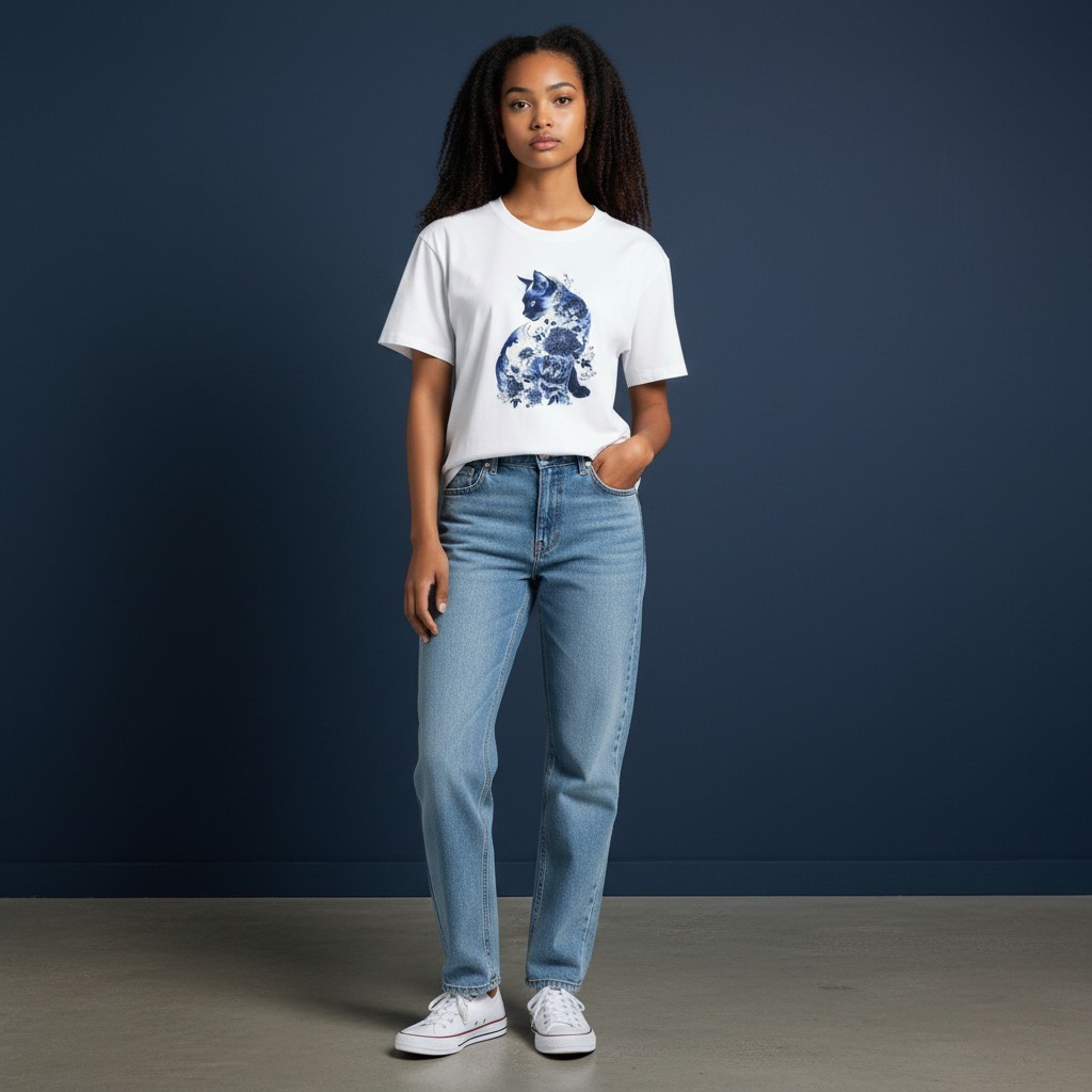 Dames T-shirt wit kattenprint  – schattig Cat Lover shirt, zacht & comfortabel, cadeau voor kattenliefhebbers