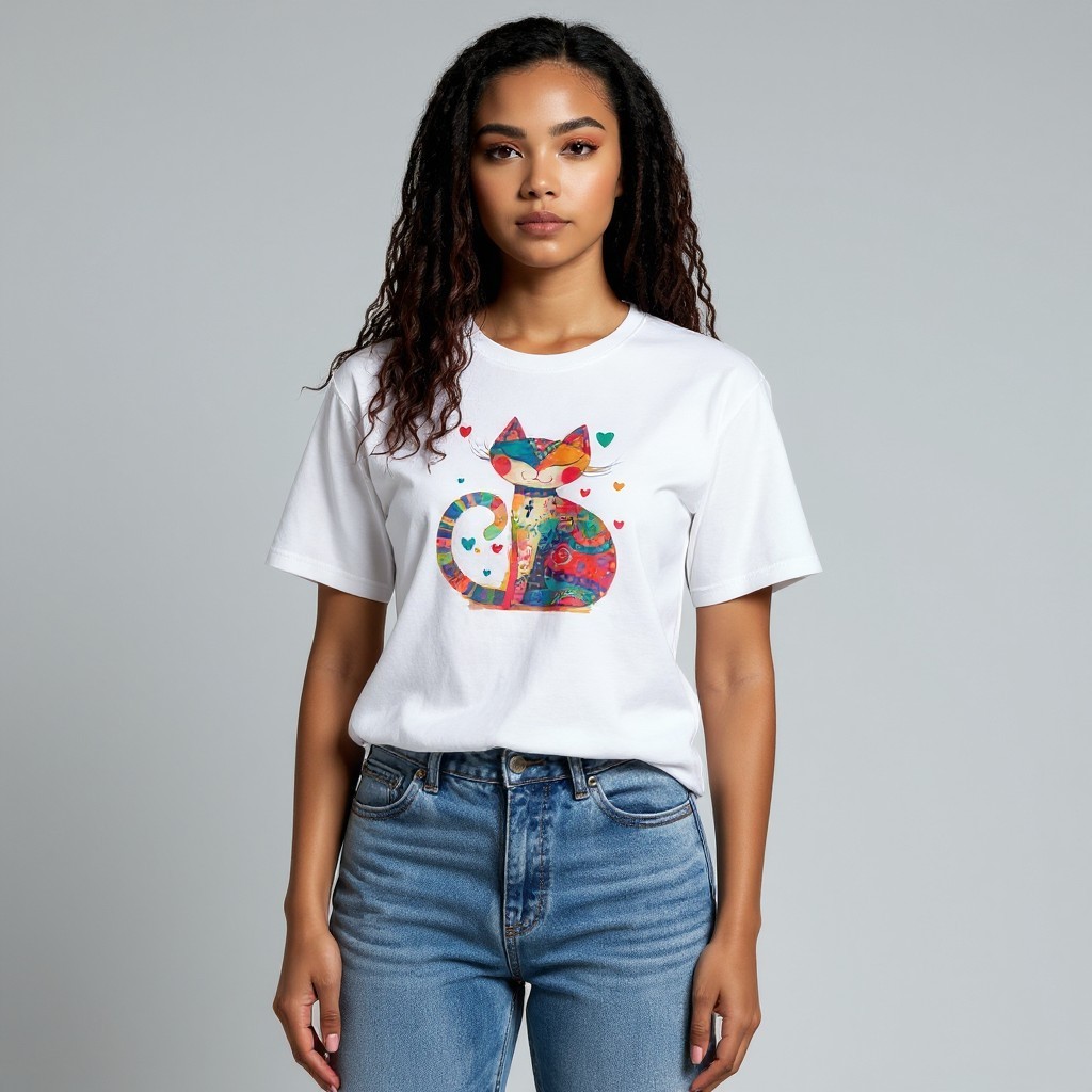 Dames T-shirt wit kattenprint maat XL – schattig Cat Lover shirt, z… - 125401 Dames T-shirt wit kattenprint maat XL – schattig Cat Lover shirt, zacht & comfortabel, cadeau voor kattenliefhebbers, wasbaar 30 C