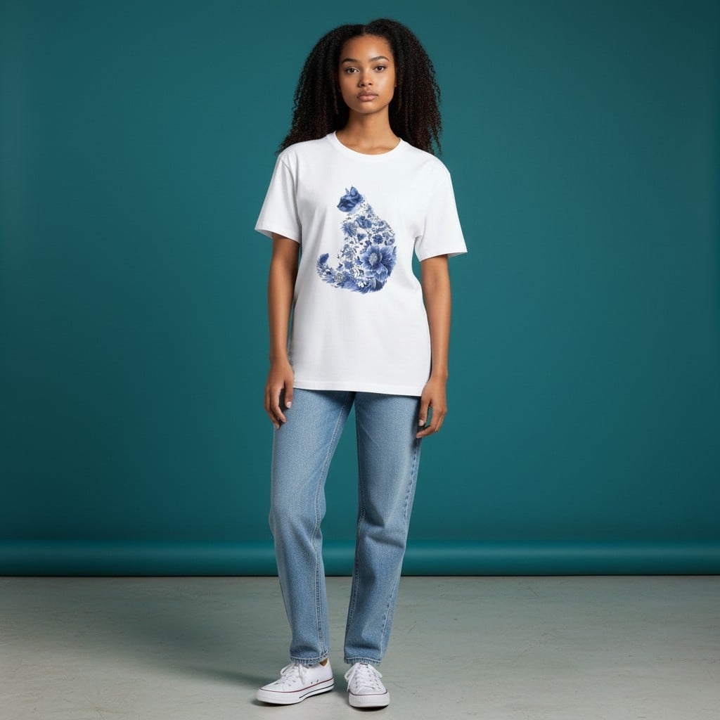 Dames T-shirt wit kattenprint  – schattig Cat Lover shirt, regular fit, zacht & comfortabel, cadeau voor kattenliefhebber