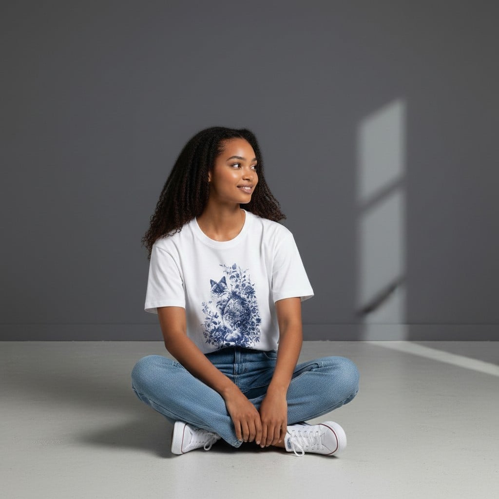 Dames T-shirt wit kattenprint  – schattig Cat Lover shirt, zacht & comfortabel, cadeau voor kattenliefhebber