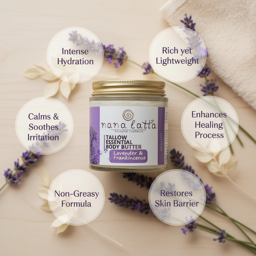 Tallow Essential Body Butter - Lavender & Frankincense 100 ml - 124682 Tallow Essential Body Butter - Lavender & Frankincense 100 ml