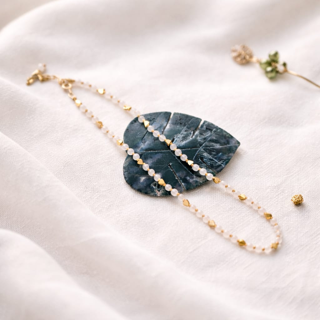 ✨ Équilibre – Witte Jade & Hematiet Ketting - 127907 ✨ Équilibre – Witte Jade & Hematiet Ketting
