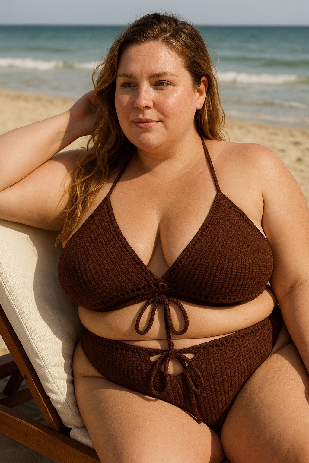 Gehaakt topje 'Boho top koffie' - 88183 Gehaakt topje 'Boho top koffie'