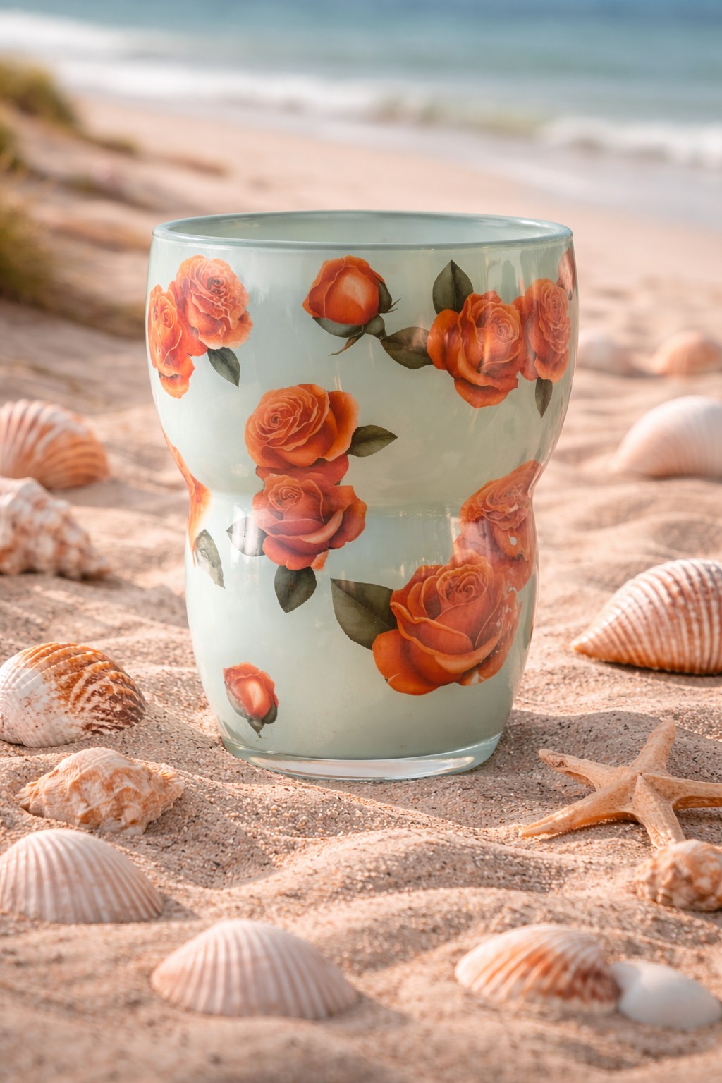 ROSÉ -Kleurrijke glazen vaas met rozenprint (20 cm) – perfect voor… - 112792 ROSÉ -Kleurrijke glazen vaas met rozenprint (20 cm) – perfect voor boho, eclectic & maximalistisch interieur