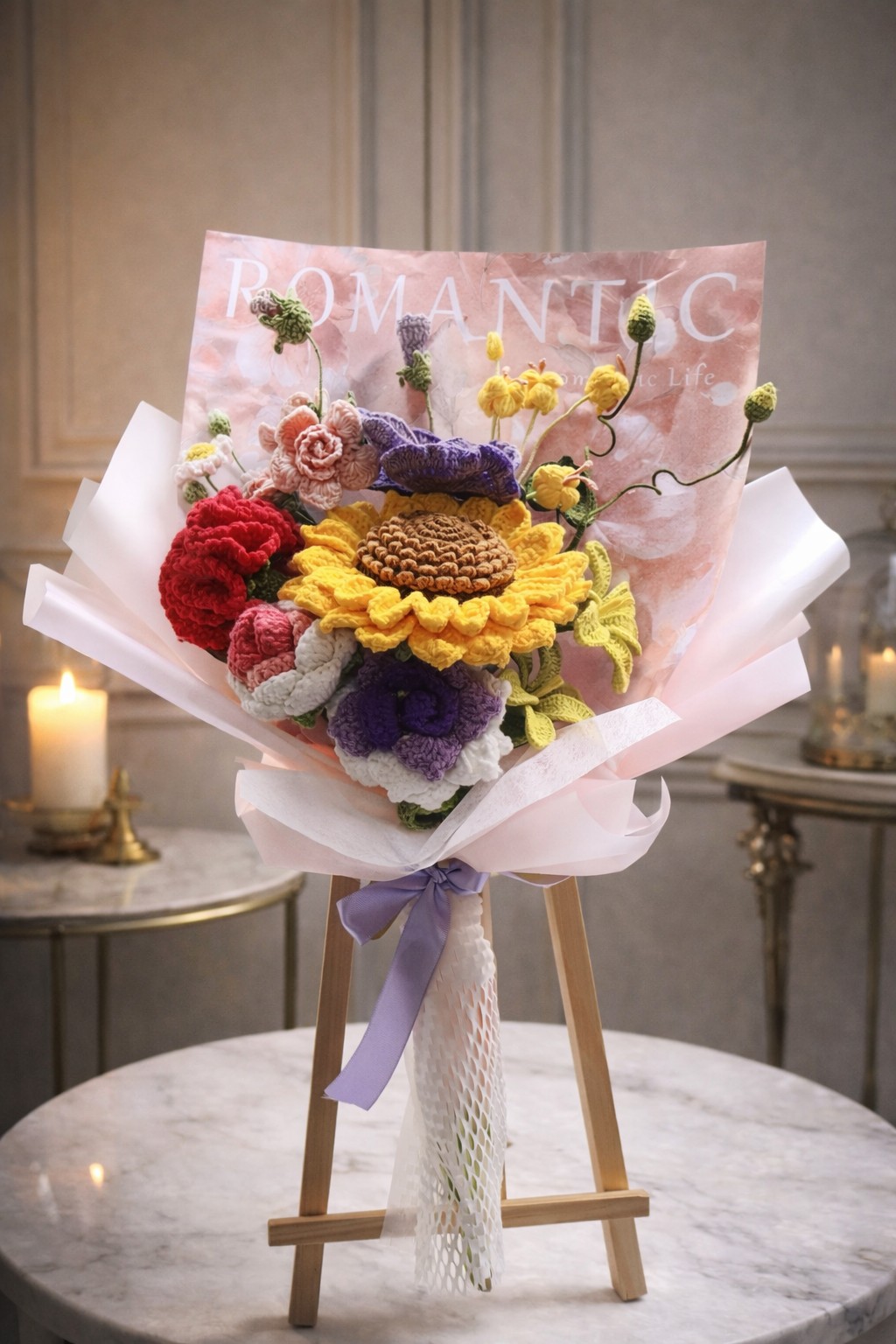 Handgemaakt Gehaakt Zonnebloemboeket – Kleurrijk & Uniek