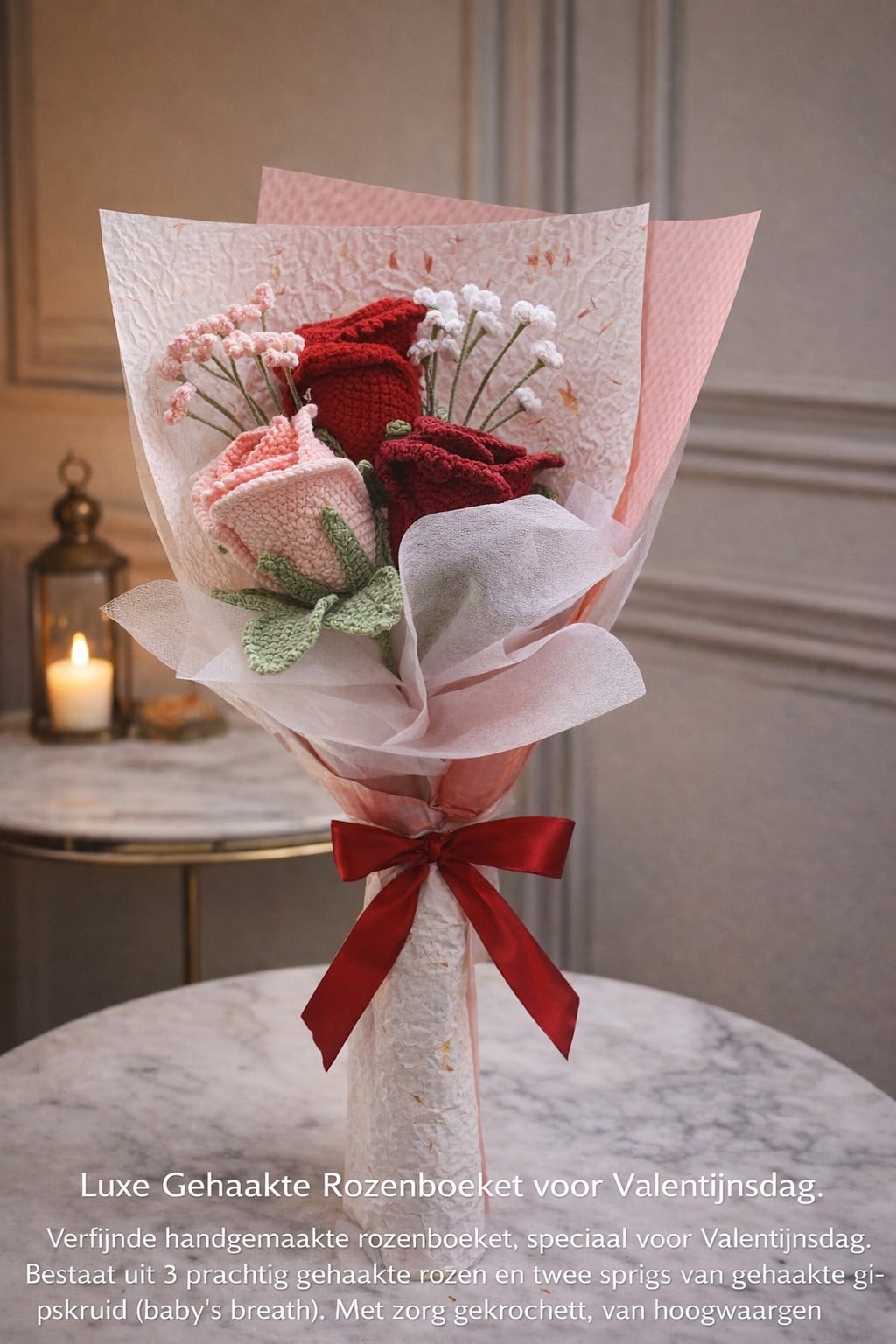 Luxe Gehaakt Rozenboeket – Valentijnseditie
