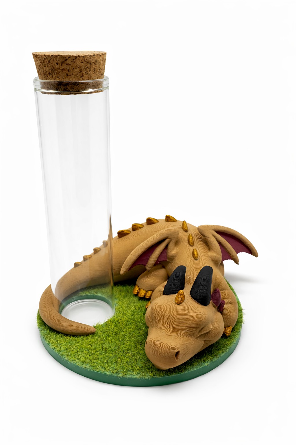 3D-geprint Drakenvaasje met Glazen Reageerbuisje.