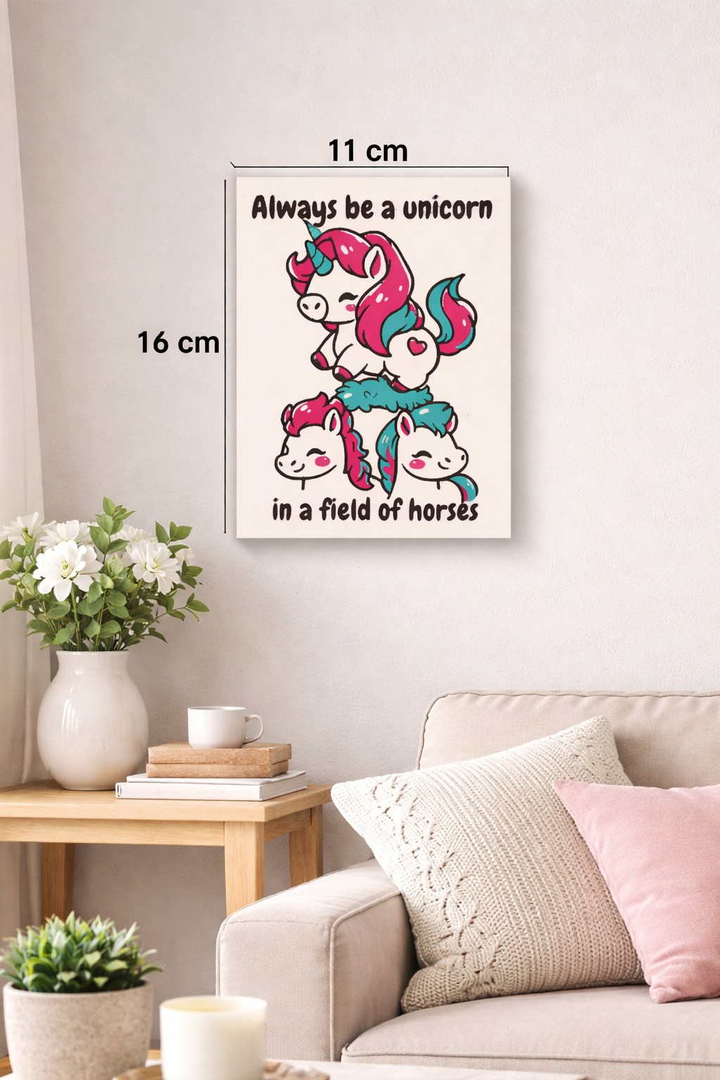 Spreukenbordje Unicorn - 11x16 cm - Biologisch afbreekbaar