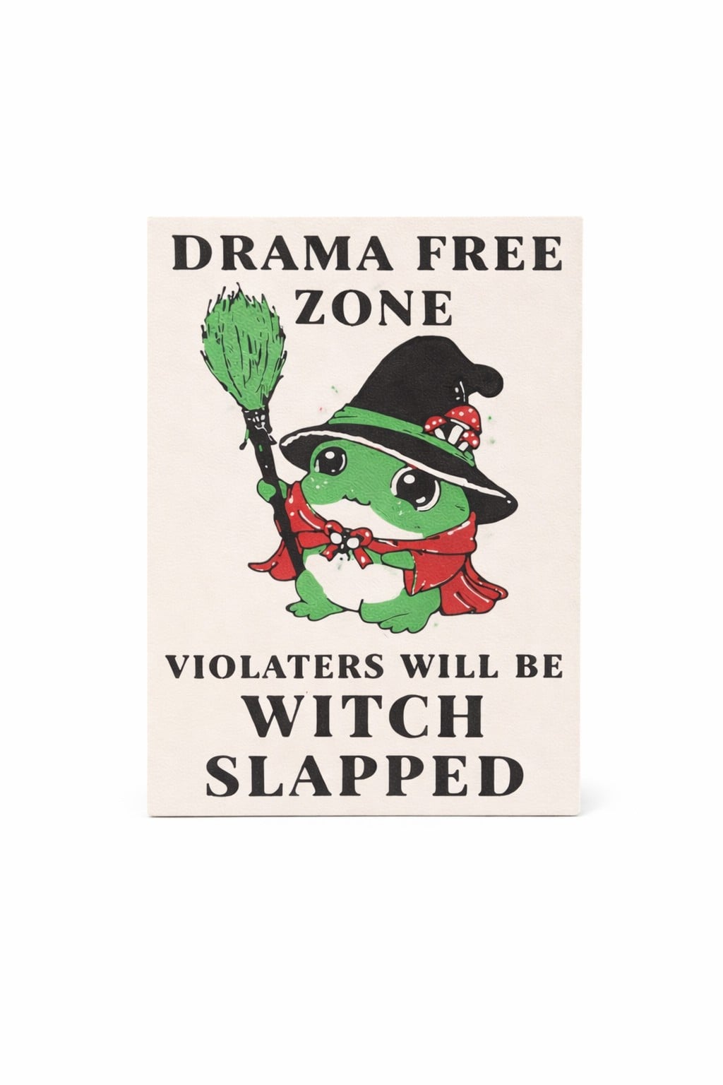 Grappig 3D geprint wandbordje “Drama Free Zone” – Kikker Witch … - 124260 Grappig 3D geprint wandbordje “Drama Free Zone” – Kikker Witch – Duurzame wanddecoratie (10x14 cm)