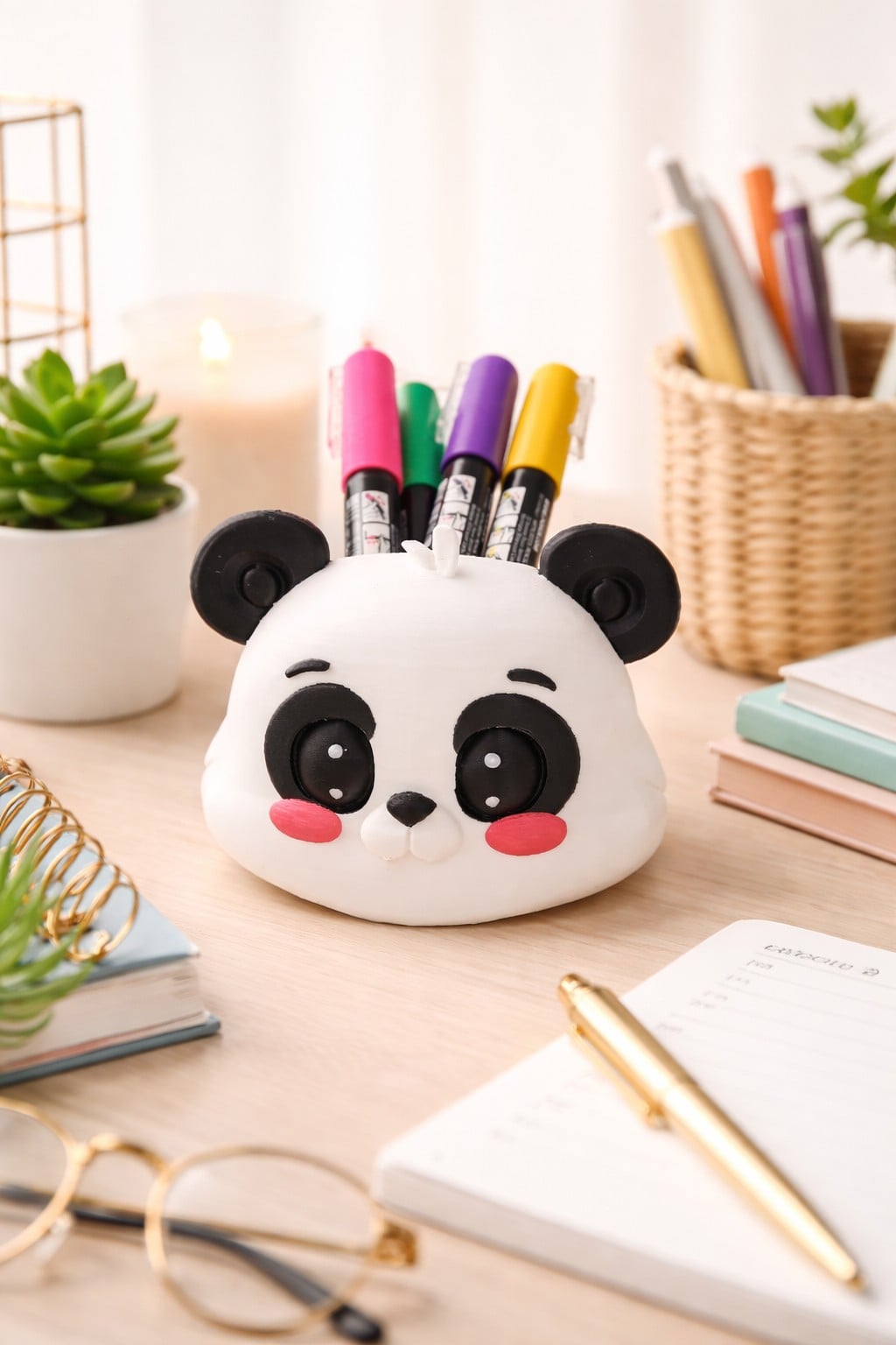 Kawaii Panda Pennenhouder – Biologisch Afbreekbare Bureau Organizer