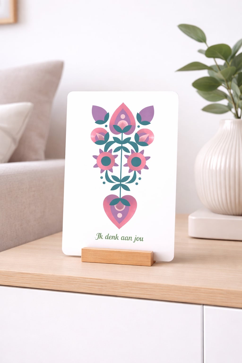 Wenskaart met bloemmotief - 124005 Wenskaart met bloemmotief