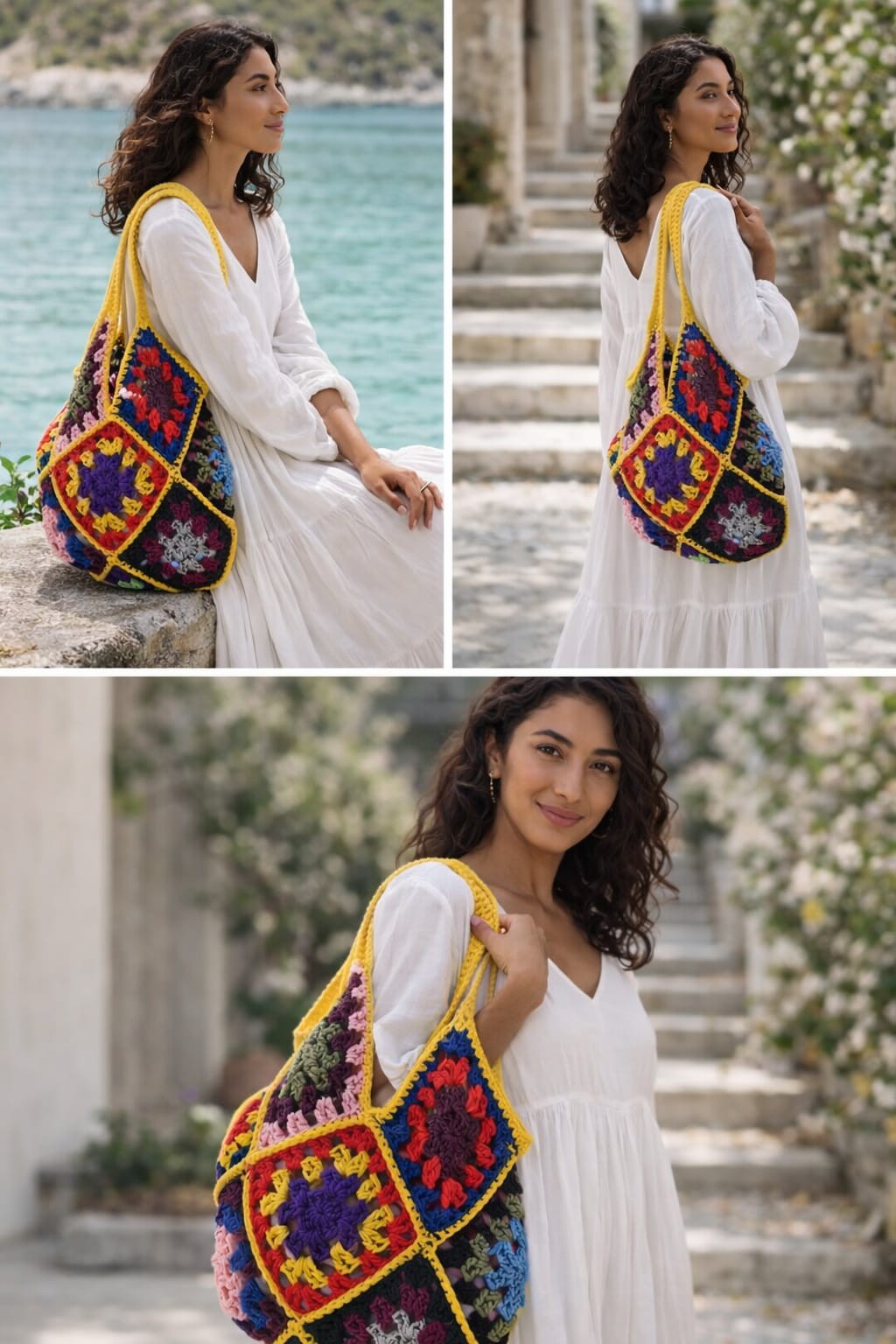 Handmade Granny Square Bag, Colorful Crochet Shoulder Bag, Boho Tote … - 132279 Handmade Granny Square Bag, Colorful Crochet Shoulder Bag, Boho Tote Bag, Statement Handbag, Everyday Shopper, Crochet Gift for Her