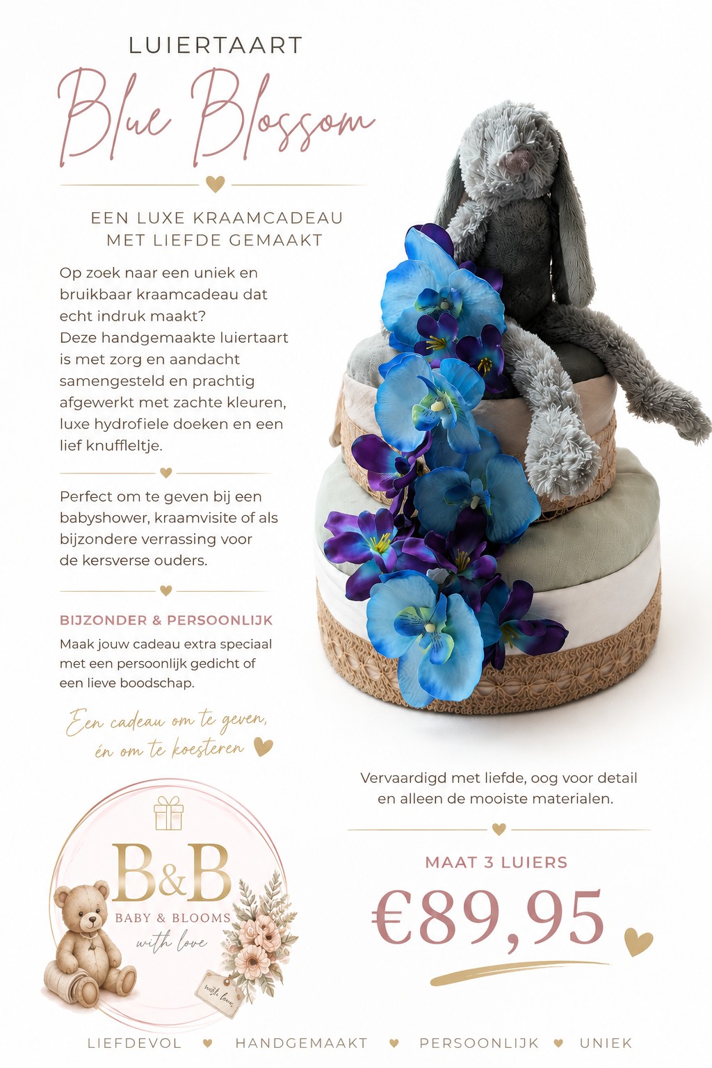 Luiertaart - 140200 Luxe Luiertaart happy horse orchideeën