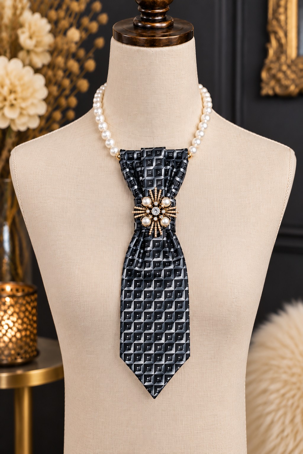 One of a kind handgemaakte stropdasketting zwart blok| Statement tie … - 151676 One of a kind handgemaakte stropdasketting zwart blok| Statement tie necklace | Upcycled tie jewelry