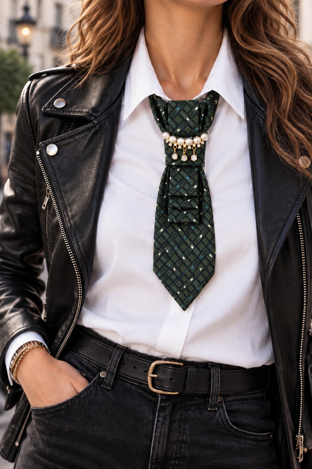Unieke handgemaakte stropdasketting green| Statement tie necklace | U… - 151683 Unieke handgemaakte stropdasketting green| Statement tie necklace | Upcycled tie jewelry