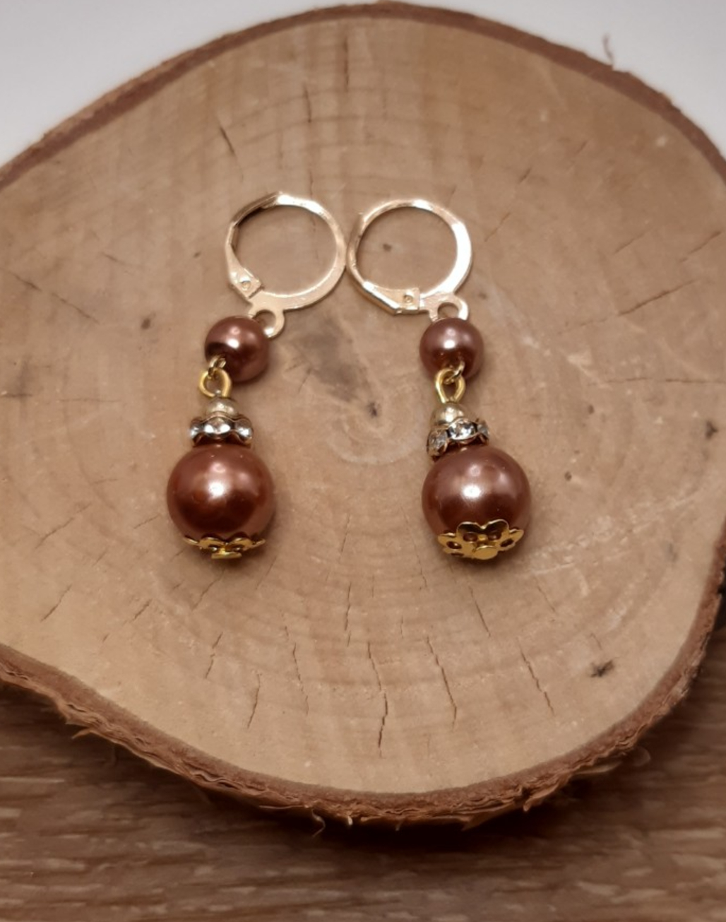 Chic Bronze: handgemaakte oorbellen met glazen kralen - 101190 Chic Bronze: handgemaakte oorbellen met glazen kralen