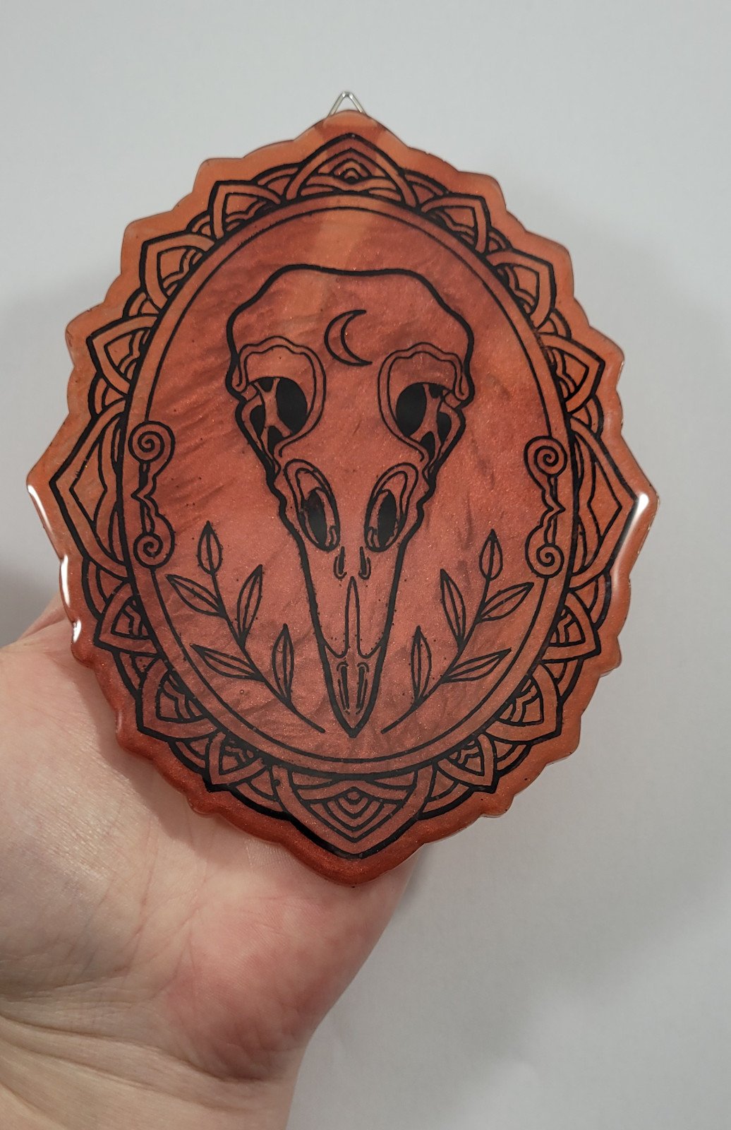 Vogel schedel muur decoratie rood