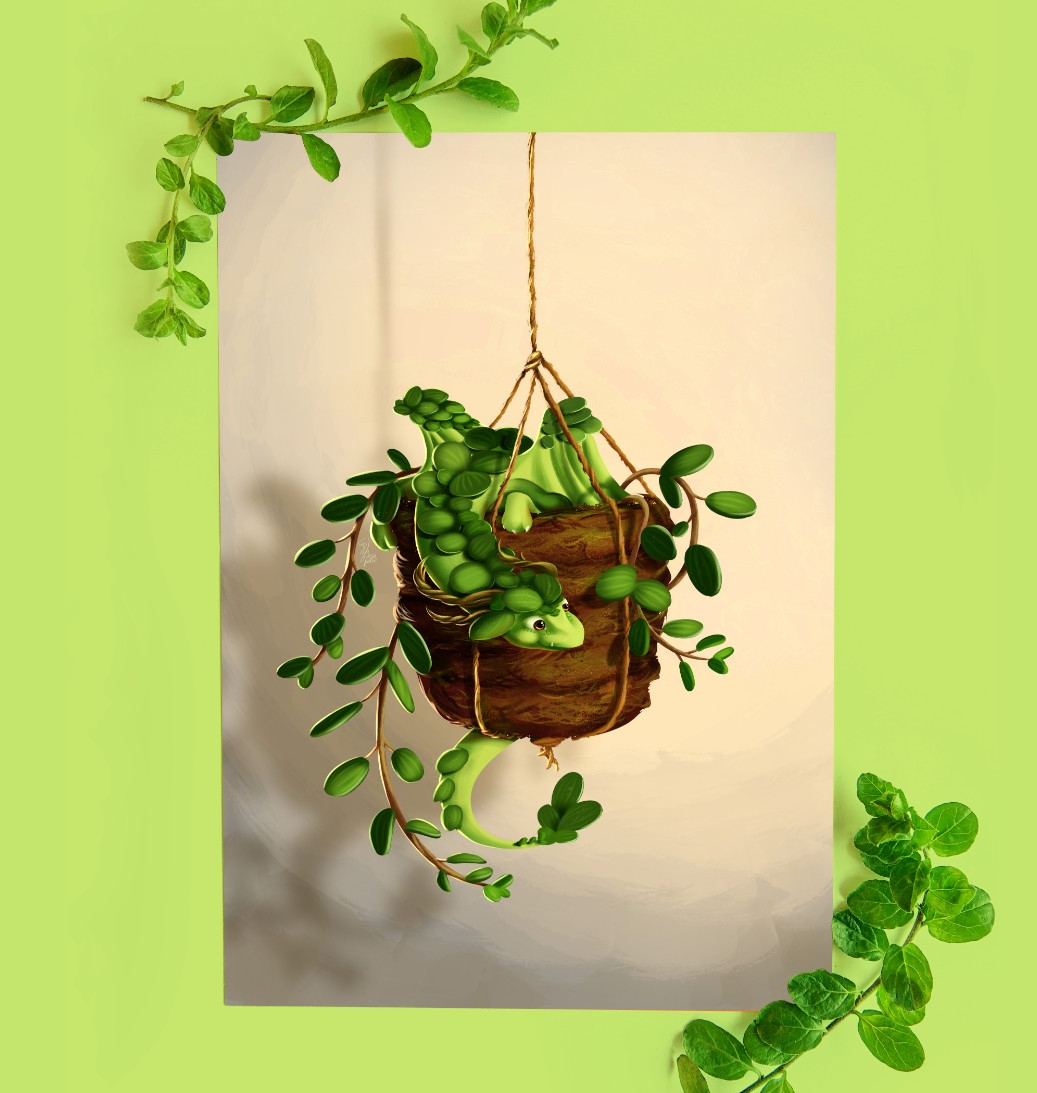 Succulent plant dragon, art print, 21x14,8 cm (8,2x5,8 inch) - 85759 Succulent plant dragon, art print, 21x14,8 cm (8,2x5,8 inch)