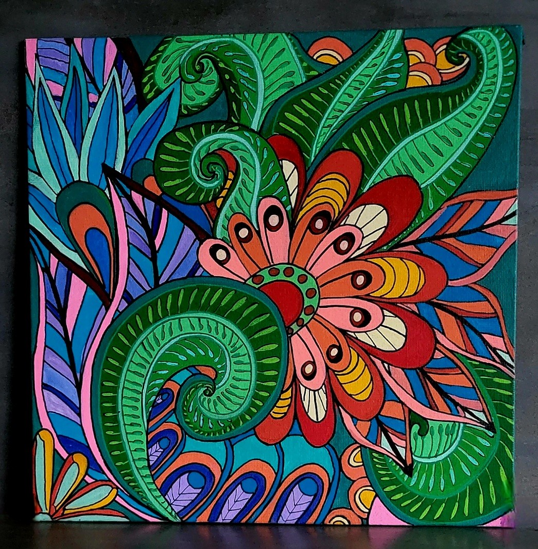 Canvas 'Varens' 25x25 origineel acrylschilderij