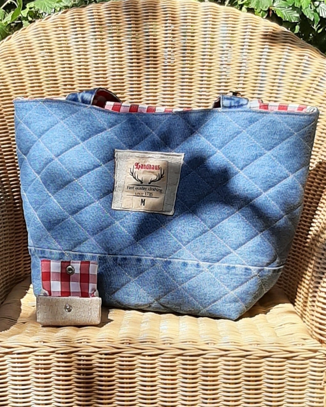 Quilted denim schoudertas / totebag