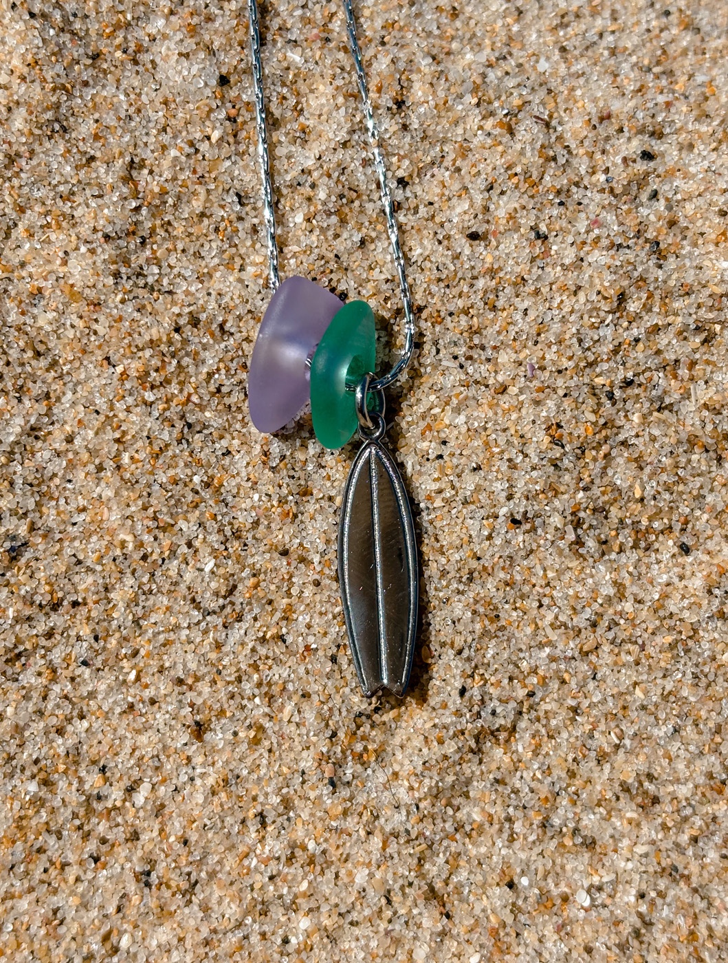 Zeeglas Shortboard Ketting Zilver