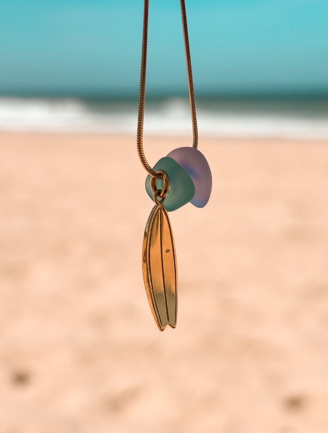 Zeeglas Shortboard Ketting Goud