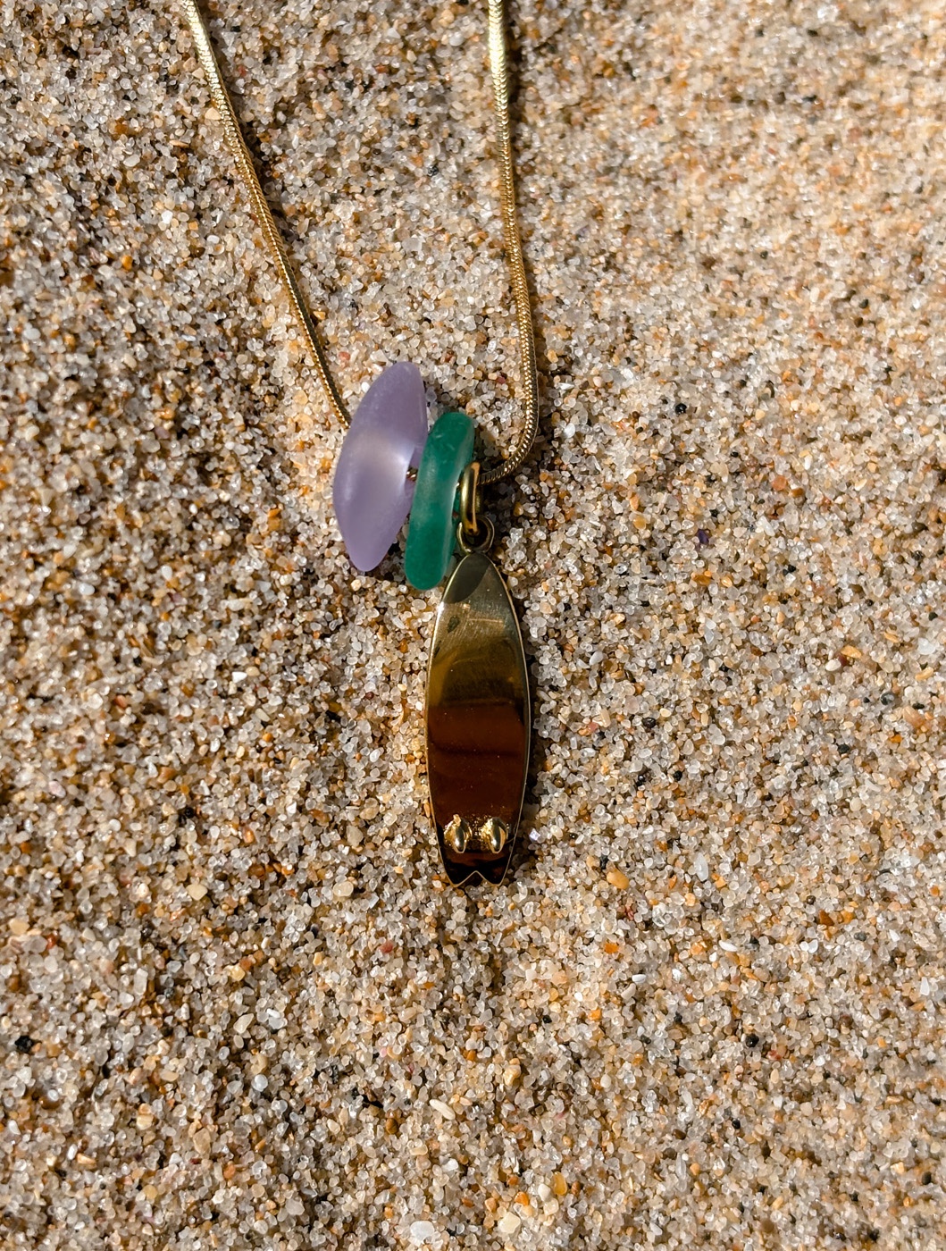 Zeeglas Shortboard Ketting Goud