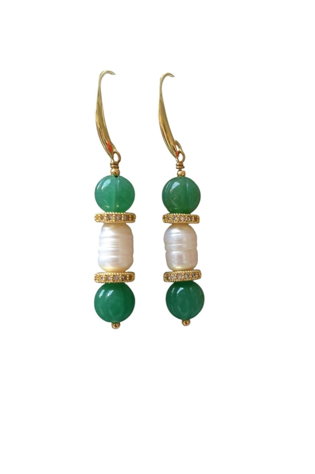 Parels en aventurijn oorbellen