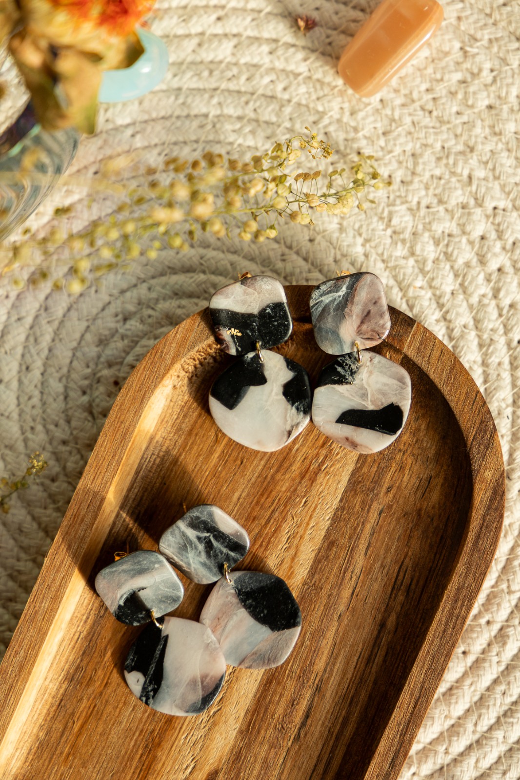 Oorbellen | Gigi warm marble