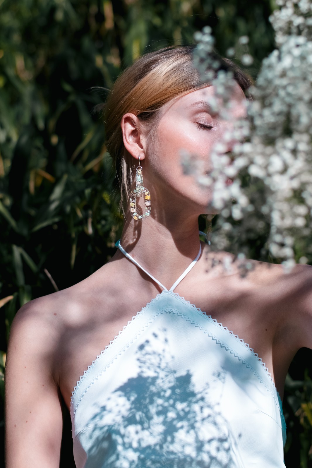 Schakelvormige Oorbellen met Pastelkleurige Bloemen - 91290 Schakelvormige Oorbellen met Pastelkleurige Bloemen (Eternal Spring)