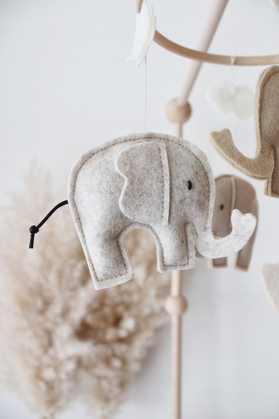 Handgemaakte Babymobiel | Olifant - 130604 Handgemaakte Babymobiel | Hout & Wolvilt | Olifant