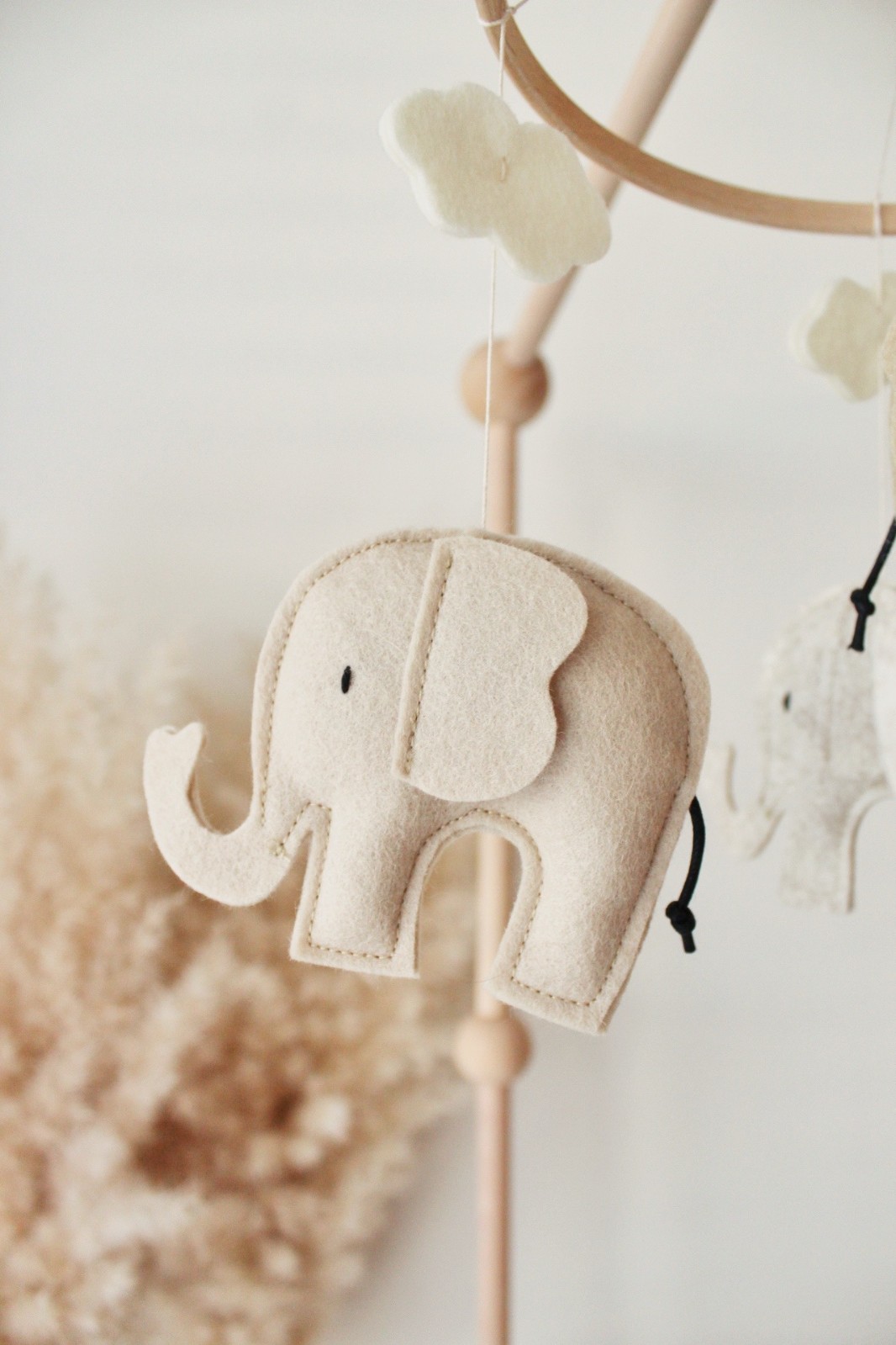 Handgemaakte Babymobiel | Olifant - 130606 Handgemaakte Babymobiel | Hout & Wolvilt | Olifant