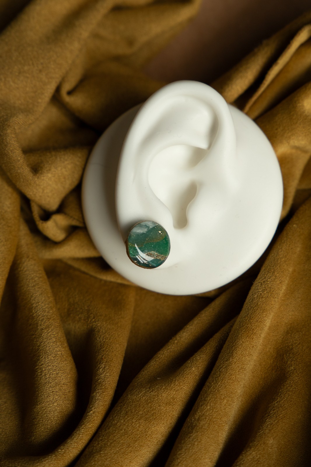Oorbellen | faux agate green studs - 128041 Oorbellen | faux agate green studs