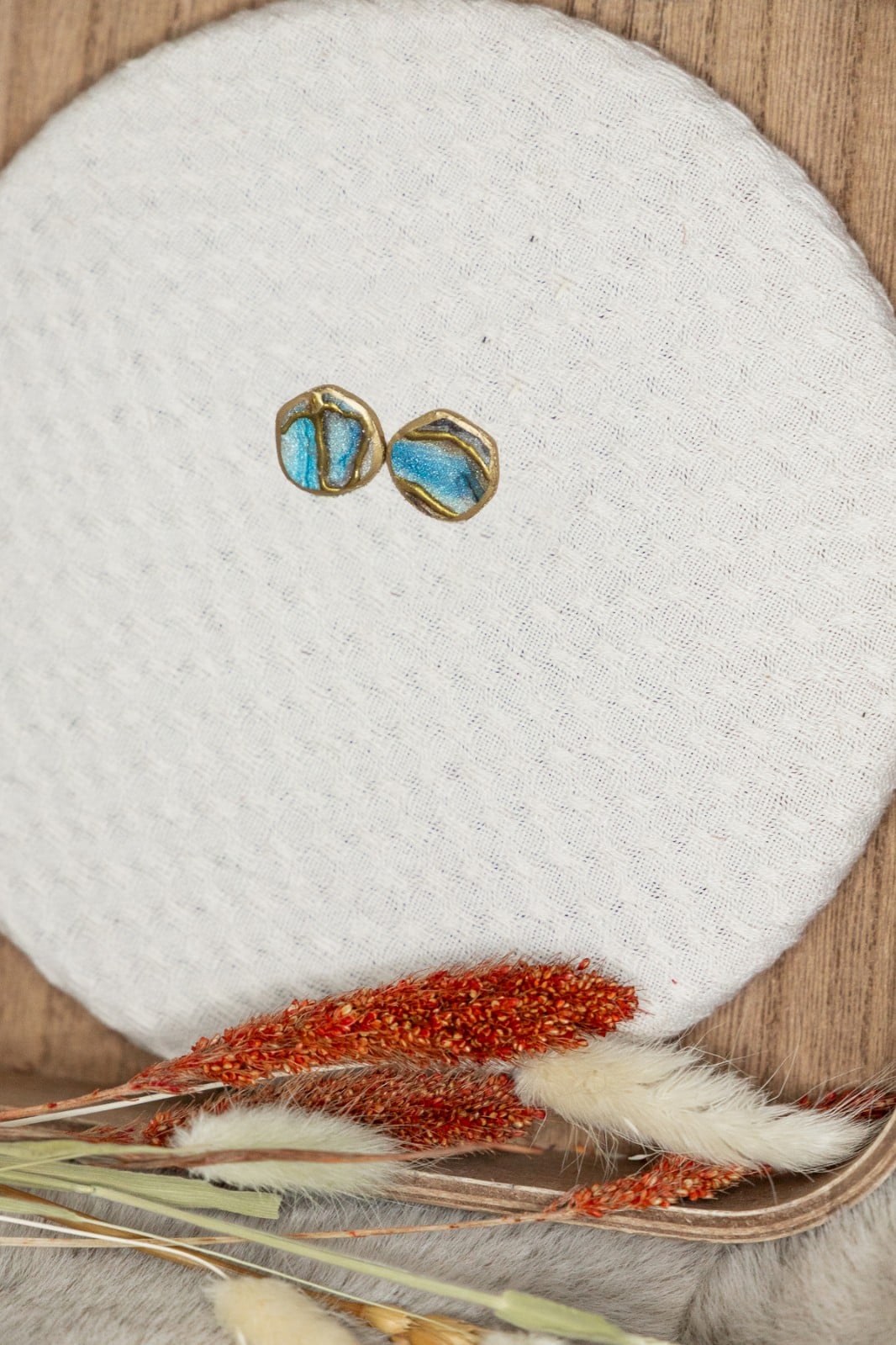 Oorbellen | Gilded blue studs - 128039 Oorbellen | Gilded blue studs