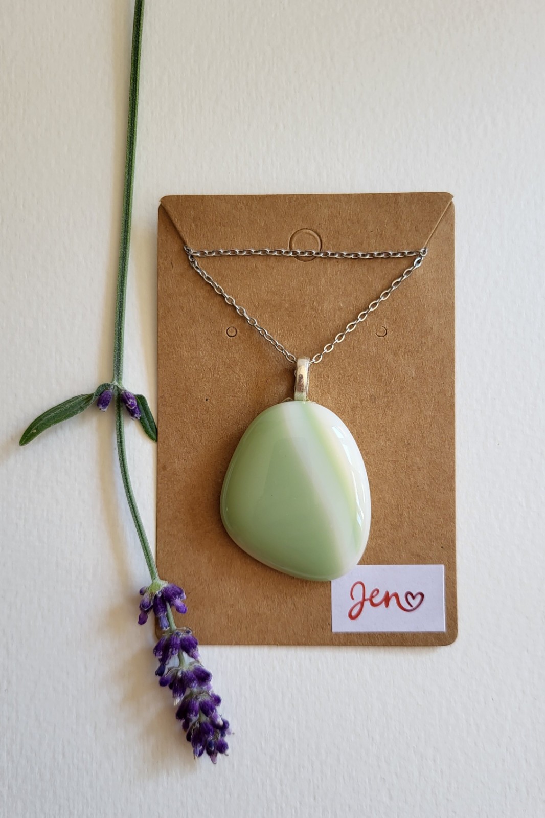 RVS ketting met uniek "Ondiepe Kust 002" glas hanger - 140637 RVS ketting met uniek "Ondiepe Kust 002" glas hanger