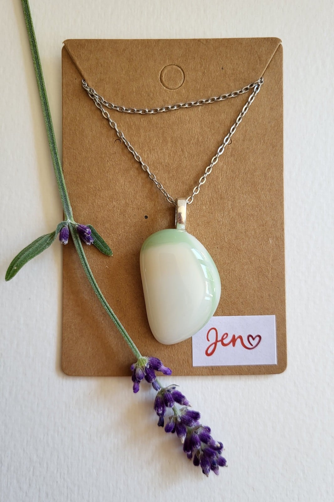 RVS ketting met uniek "Ondiepe Kust 003" glas hanger - 140634 RVS ketting met uniek "Ondiepe Kust 003" glas hanger
