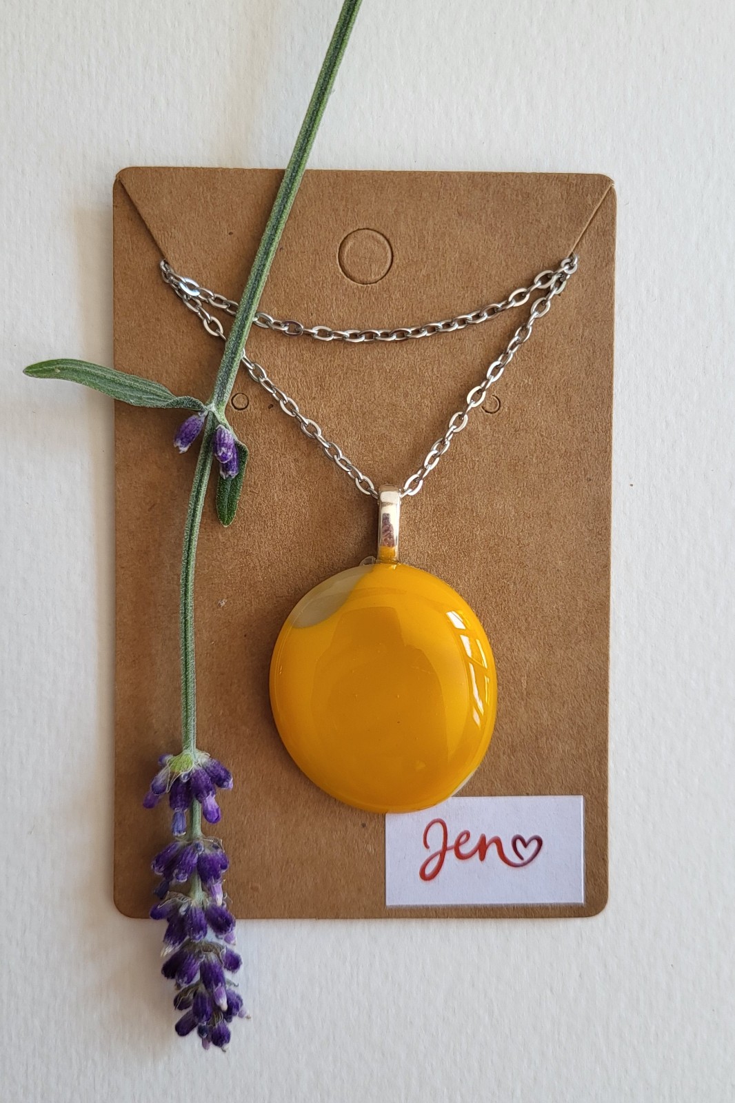 RVS ketting met uniek "Zon" glas hanger