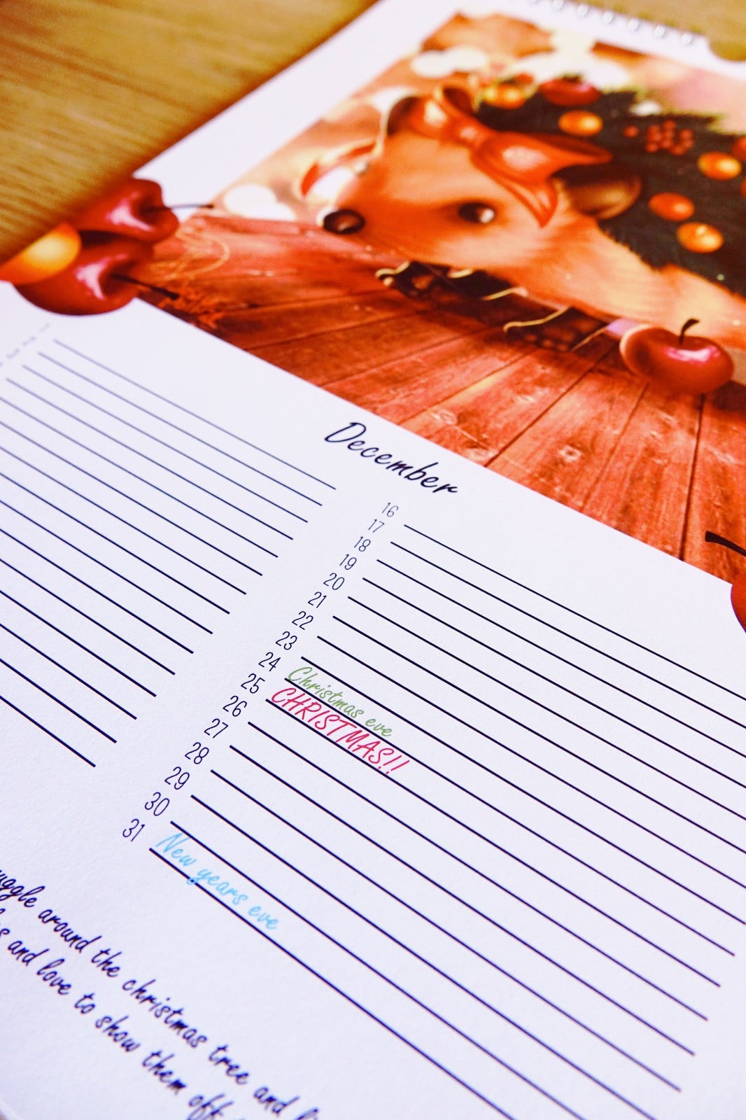 Verjaardags kalender bloemen egels A4