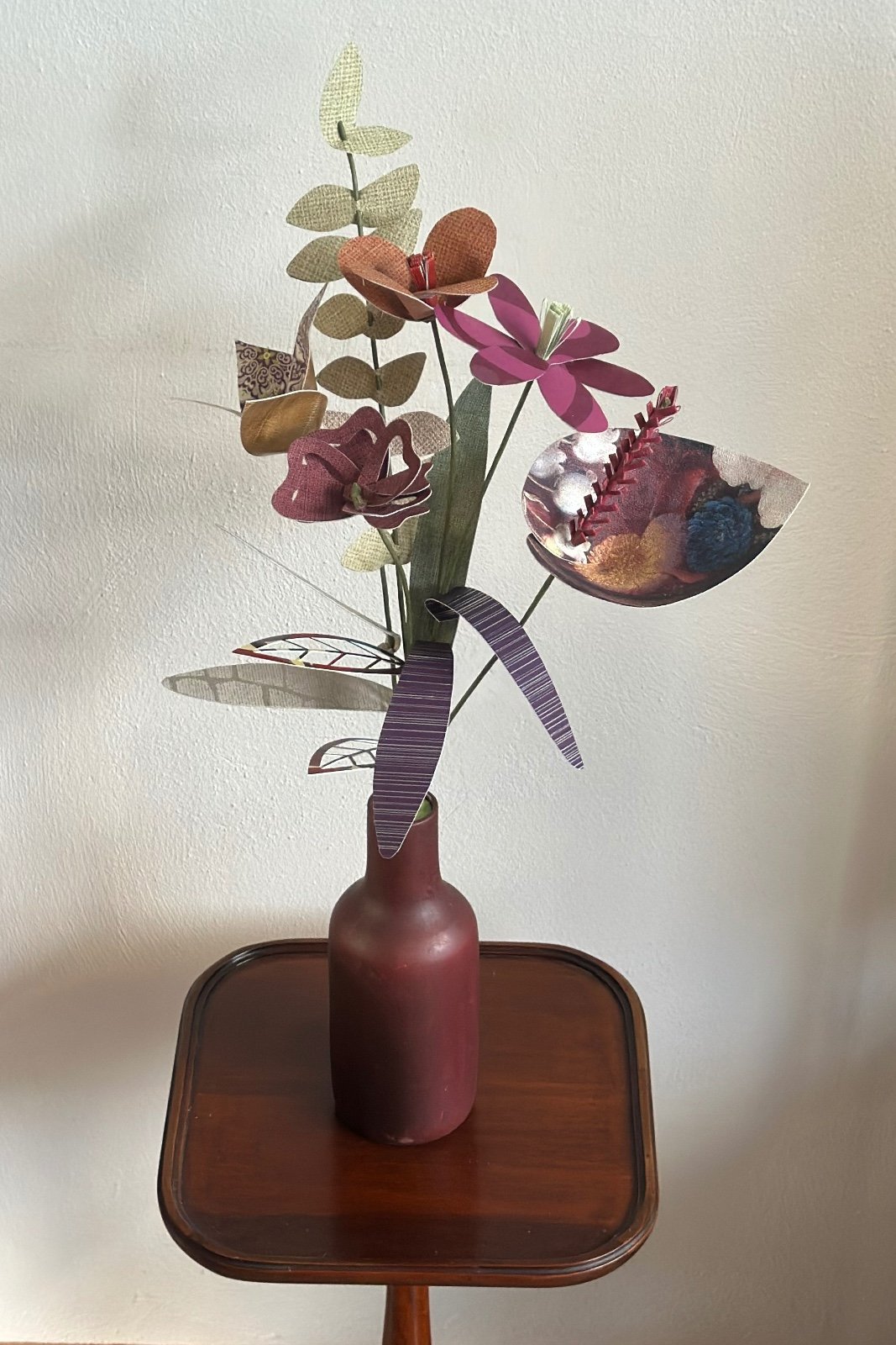 Duurzaam boeket bloemen van papier in herfsttinten - 100800 Duurzaam boeket bloemen van restmateriaal in herfsttinten