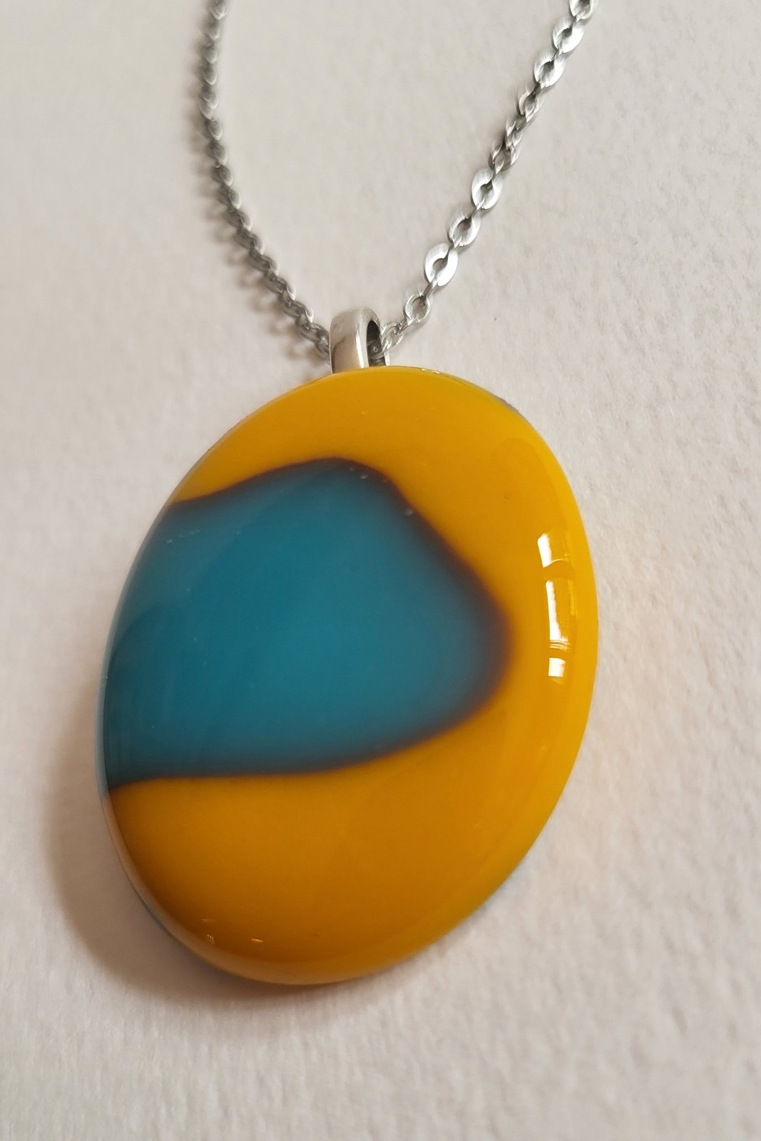 RVS ketting met uniek "Zomerse Bries" glas hanger - 145926 RVS ketting met uniek "Zomerse Bries" glas hanger