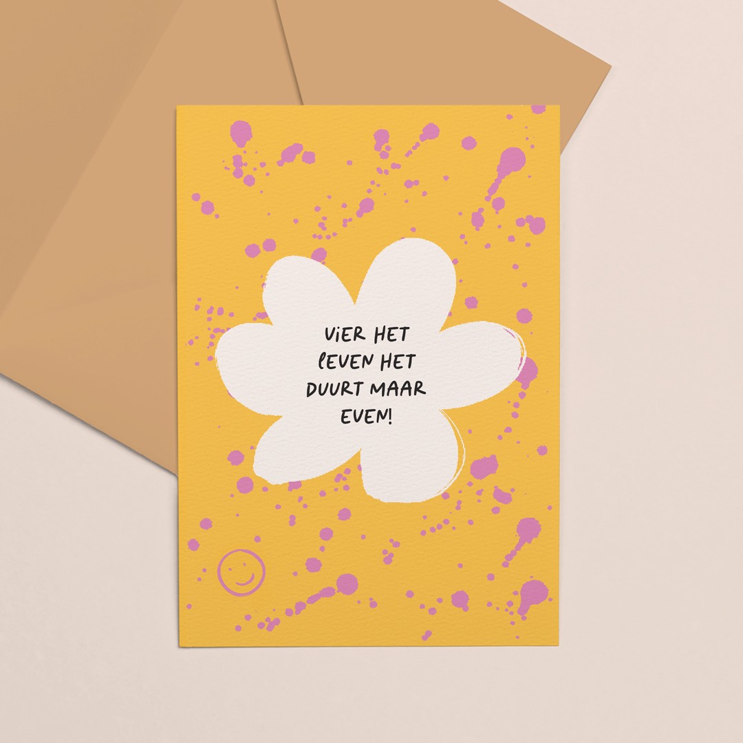 Gekleurde kaart Vier het leven